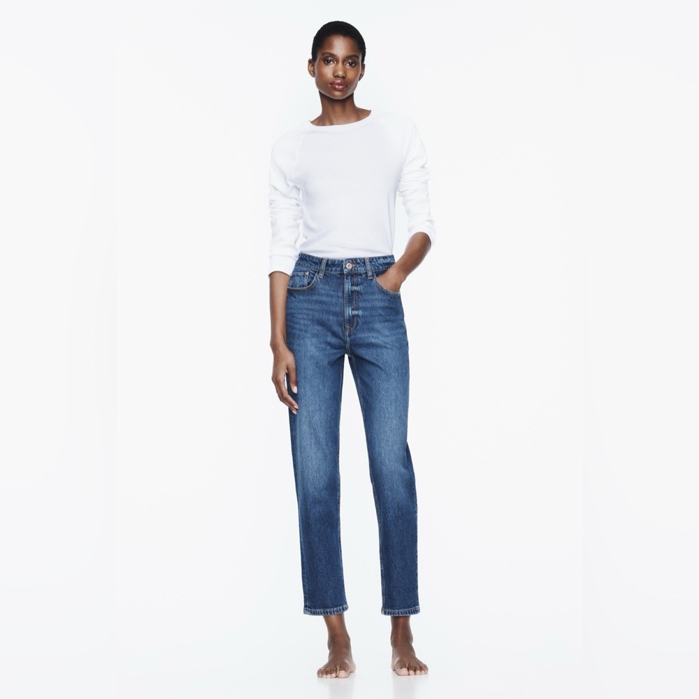Zara Women's Mom Ankle Leg Blue Jeans